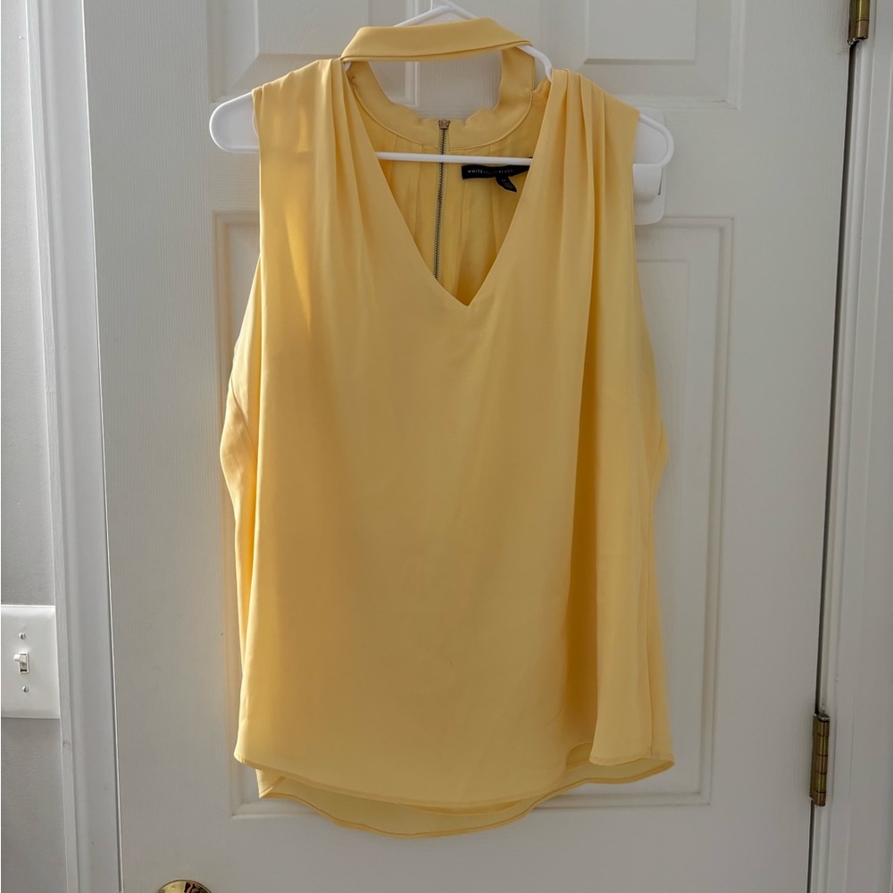 White House Black Market Light Yellow Sleeveless Blouse